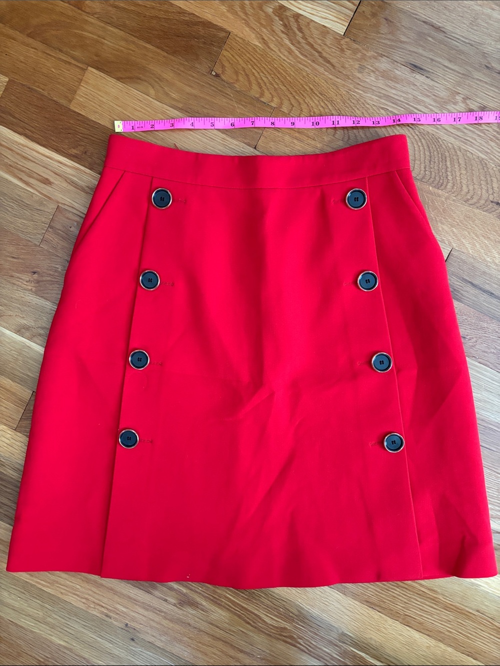 Karen Millen Red Double-Button Mini Skirt